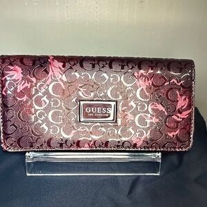 Guess Pink and Brown Logo Wallet